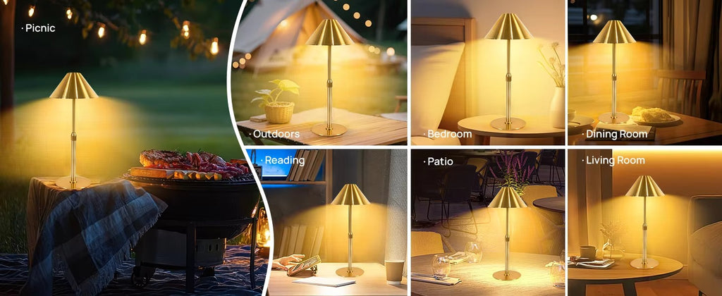 Modern Gold USB Table Lamp – Rechargeable Bedside Night Light