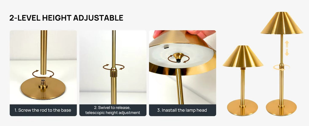 Modern Gold USB Table Lamp – Rechargeable Bedside Night Light