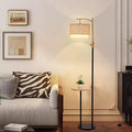 Adjustable Floor Lamp Fabric Rattan Tall Pole Farmhouse Living Room Style for Reading Bedroom Office Couch Foot Switch