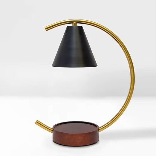 Adjustable Moon Shape Table Lamp – Wax Bronze & Black Metal Shade