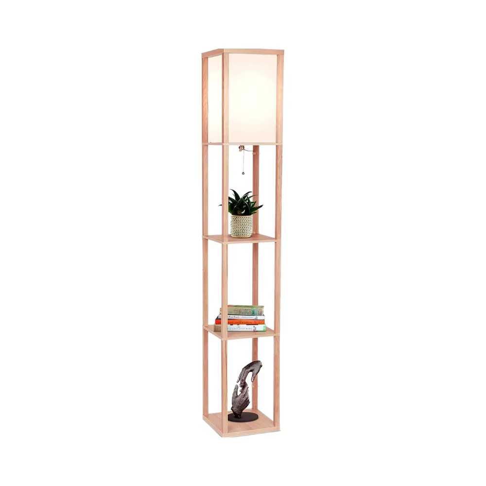 SIMIG Maxwell LED Floor Lamp – Natural Wood Shelf E27