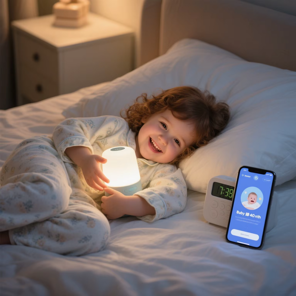 Smart Sleep Trainer Night Light – Auto-Dimming, Cry Detection, USB LED (App-Enabled)