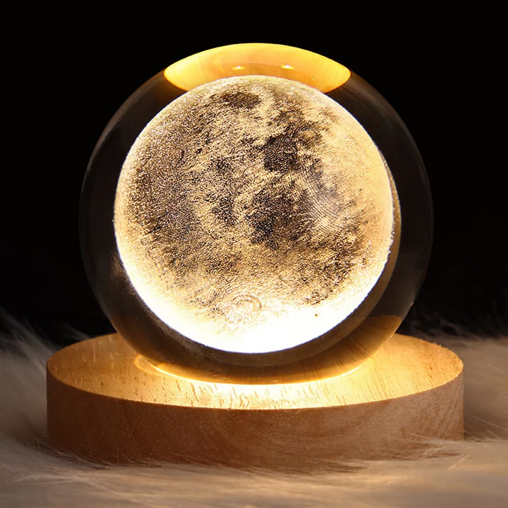 3D Solar System Crystal Ball Night Lamp – Glass Battery Operated