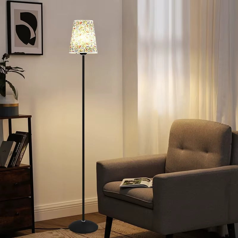 Vintage Floral Fabric Floor Lamp – E27 Iron Base