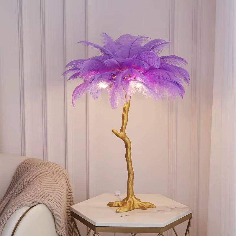 Tree Style Feather Floor Lamp – Modern Gold Design