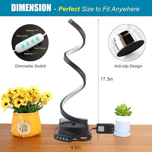Modern LED Spiral Desk Lamp – Acrylic Iron Night Light