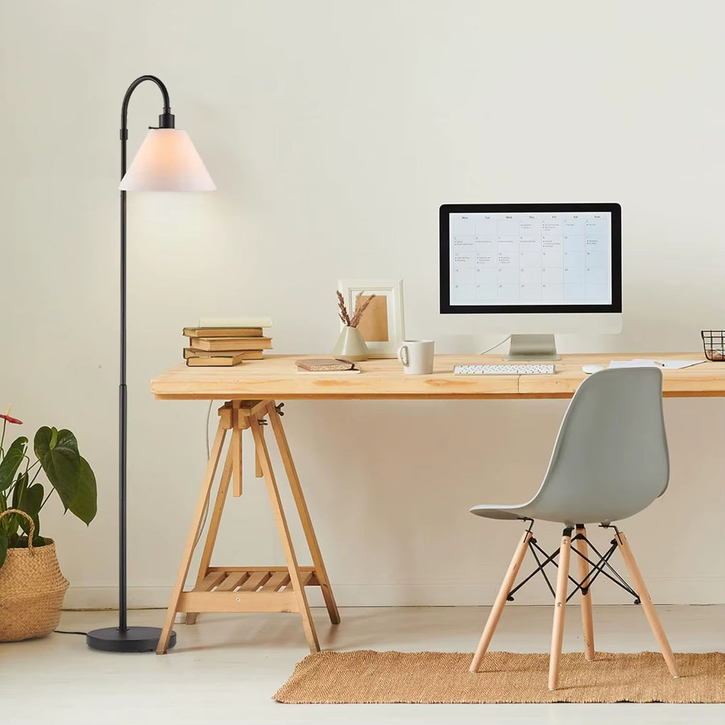 62" Floor Lamp – Rotary Switch, White Fabric Shade