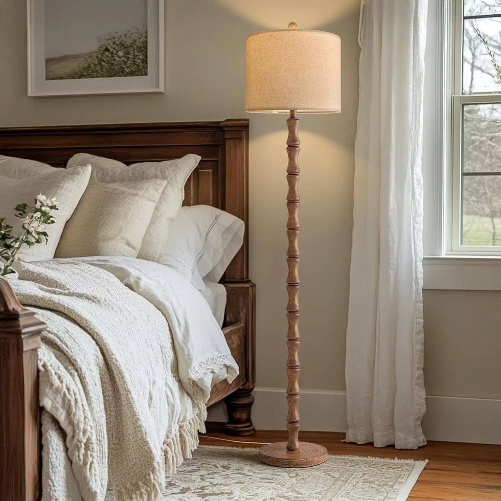 Rustic Farmhouse Floor Lamp – Resin Base, Rotary Switch