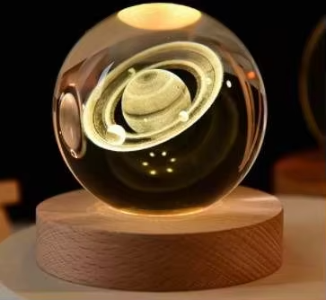 3D Solar System Crystal Ball Night Lamp – Glass Battery Operated