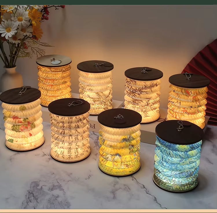 Foldable Paper Lantern Lamp – USB Rechargeable LED Decorative Light