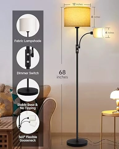 Scandinavian Iron Fabric Floor Lamp – E26 Reading Light