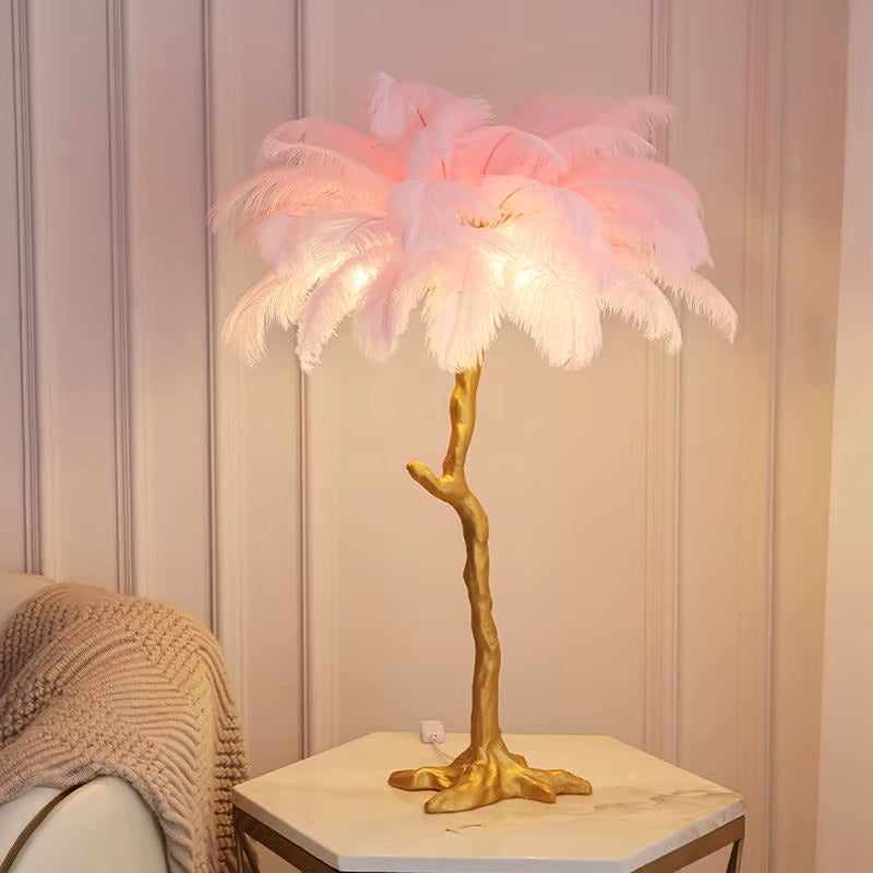 Tree Style Feather Floor Lamp – Modern Gold Design