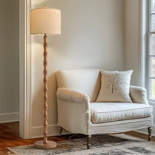 Rustic Farmhouse Floor Lamp – Resin Base, Rotary Switch