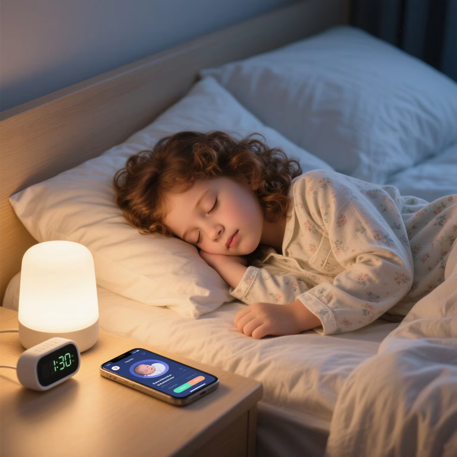 Smart Sleep Trainer Night Light – Auto-Dimming, Cry Detection, USB LED (App-Enabled)