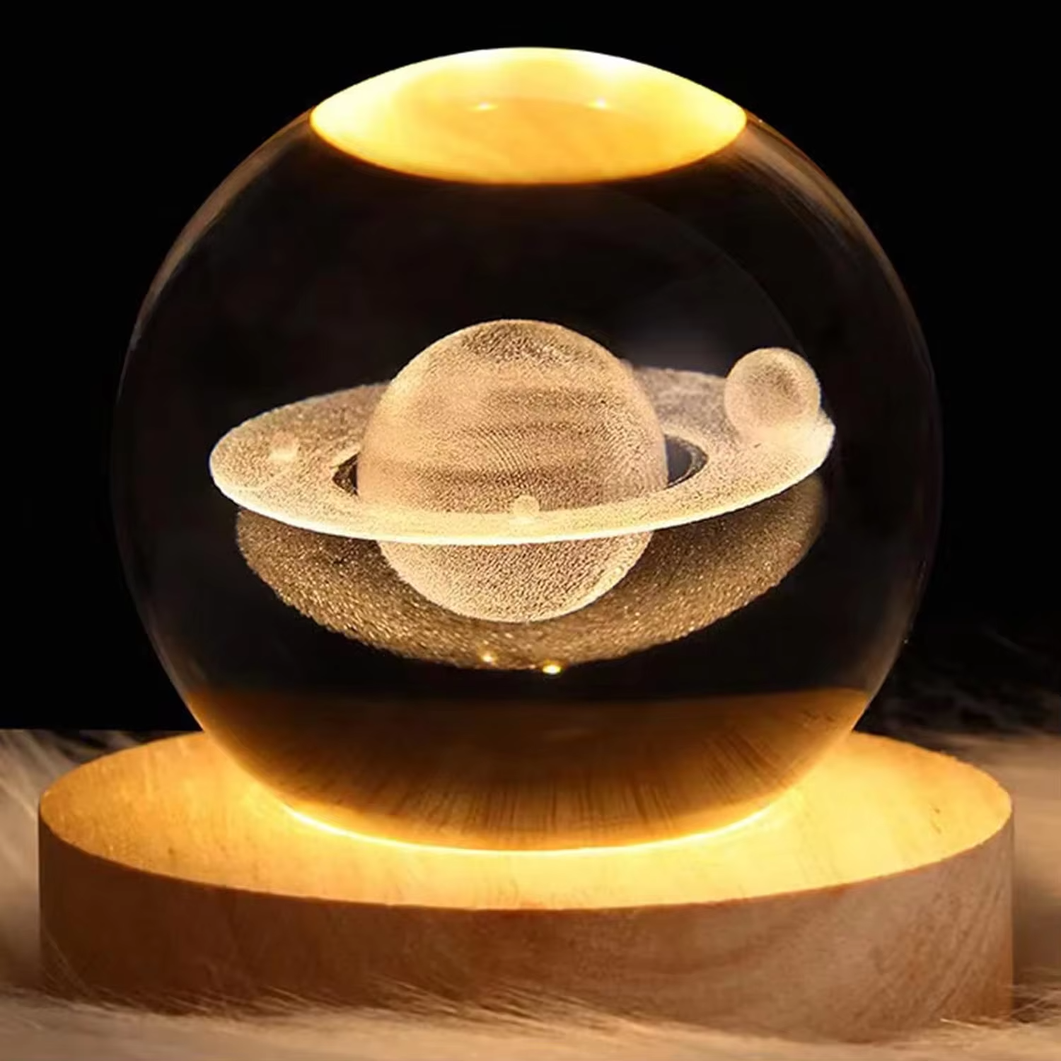 3D Solar System Crystal Ball Night Lamp – Glass Battery Operated