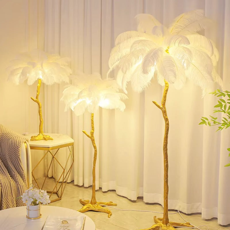 Tree Style Feather Floor Lamp – Modern Gold Design
