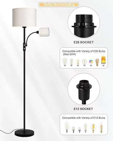 Scandinavian Iron Fabric Floor Lamp – E26 Reading Light