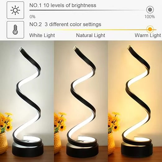 Modern LED Spiral Desk Lamp – Acrylic Iron Night Light