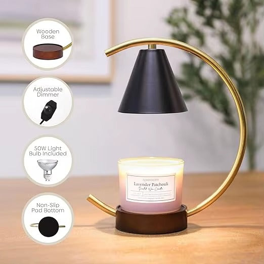 Adjustable Moon Shape Table Lamp – Wax Bronze & Black Metal Shade