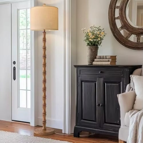 Rustic Farmhouse Floor Lamp – Resin Base, Rotary Switch