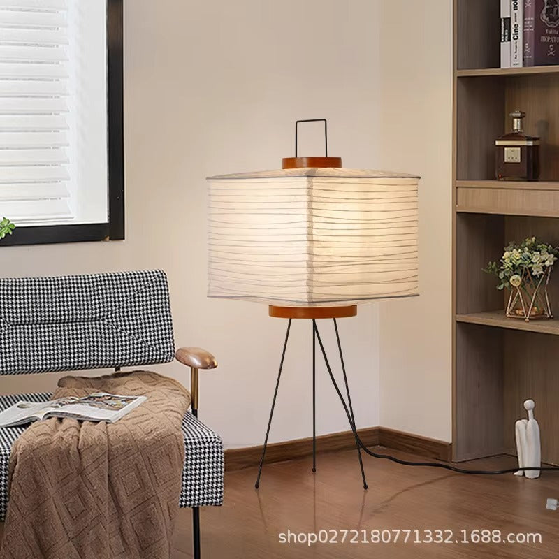 Modern Japanese Table Lamp – Stainless Steel & Resin, Metal Shade