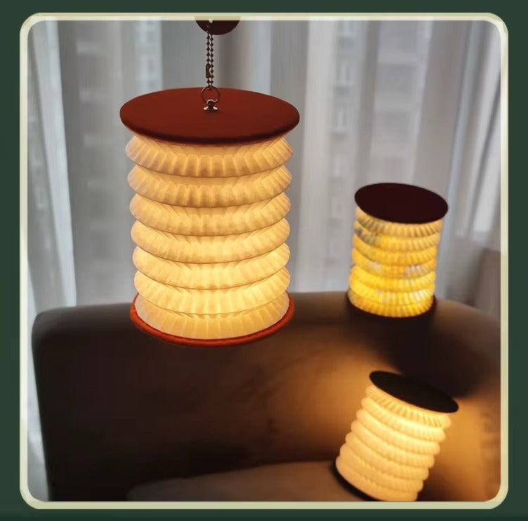 Foldable Paper Lantern Lamp – USB Rechargeable LED Decorative Light