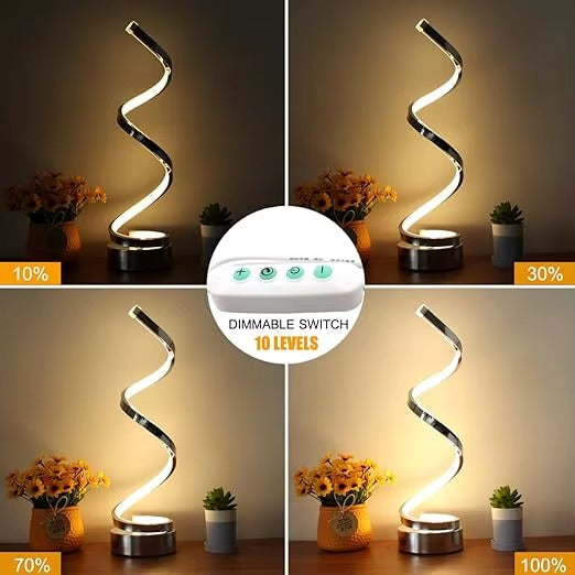 Modern LED Spiral Desk Lamp – Acrylic Iron Night Light