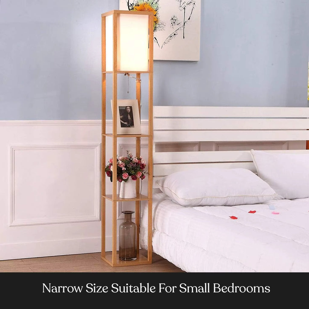 SIMIG Maxwell LED Floor Lamp – Natural Wood Shelf E27