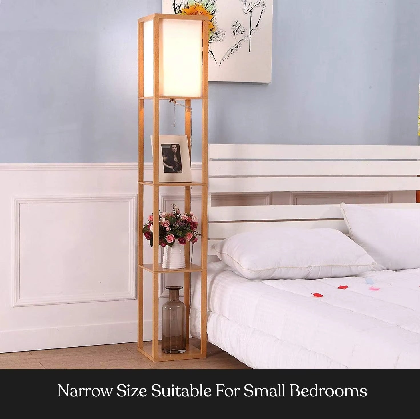 SIMIG Maxwell LED Floor Lamp – Natural Wood Shelf E27