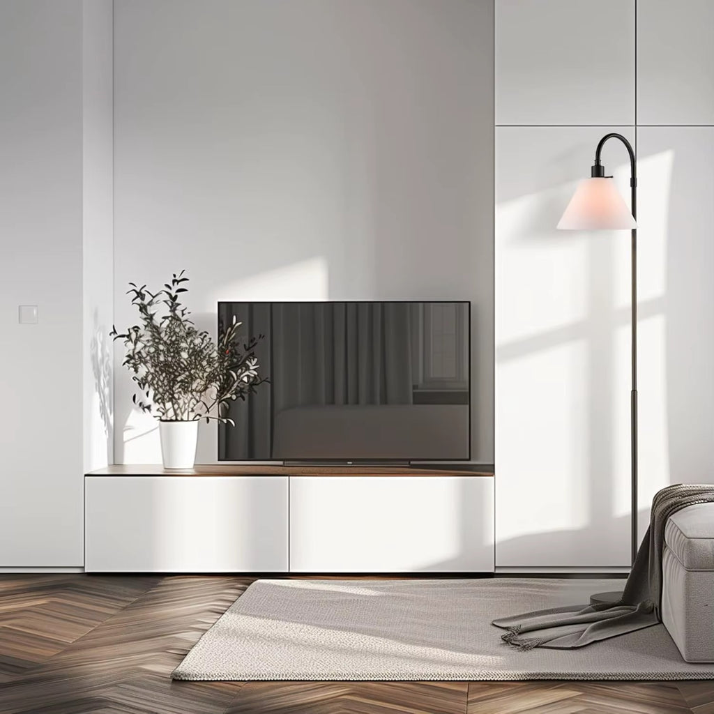 62" Floor Lamp – Rotary Switch, White Fabric Shade