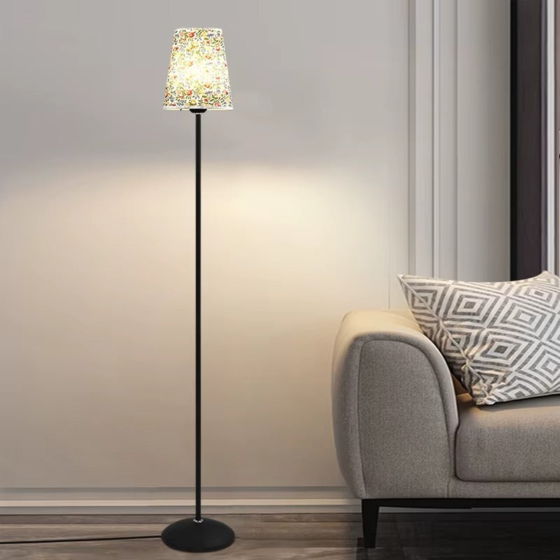 Vintage Floral Fabric Floor Lamp – E27 Iron Base
