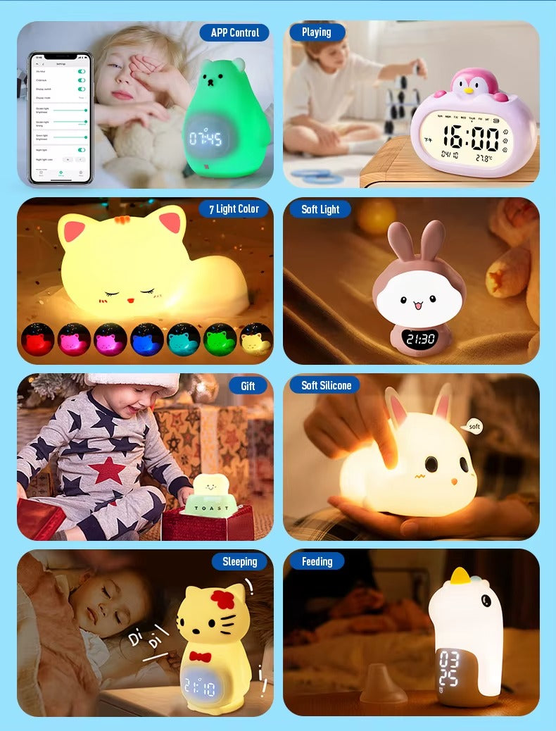 EN71 Certified Silicone Baby Night Light – Bite-Proof Soft Glow, Temperature Monitor (CE/FCC)