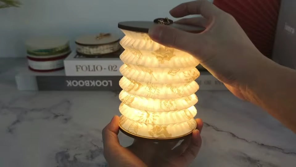 Foldable Paper Lantern Lamp – USB Rechargeable LED Decorative Light